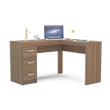 Mesa Canto P Escritorio Fenix C 3 Gavetas Castanho Politorno