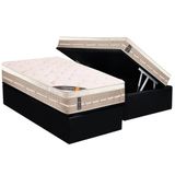 Cama Box Bau Solteiro Colchao Molas Bonnel Castor Premium Tecnopedic Base Crc Suede Black 88x188