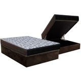 Cama Box Bau Casal Colchao Anatomico Ortobom D33 Ep Iso 100 Ultra Firme Base Crc Suede Brown 138x188