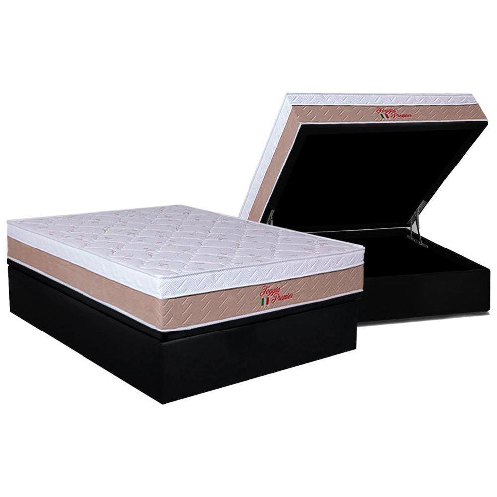 Cama Box Bau Casal Colchao Ortopedico Orthoflex Foggia Premier Base Crc Suede Black 138x188