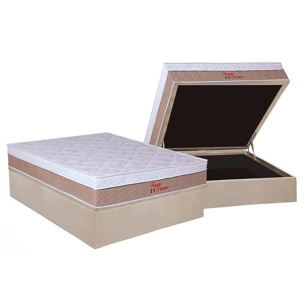 Cama Box Bau Casal Colchao Ortopedico Orthoflex Foggia Premier Base Crc Suede Clean 138x188