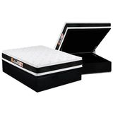 Cama Box Bau Casal Colchao Espuma D45 Castor Black E White Air Double Face Base Crc Suede Black 138x188