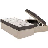 Cama Box Bau Solteiro Colchao Espuma D45 Ortobom Light Base Crc Suede Clean 88x188