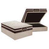 Cama Box Bau Casal Colchao Ortopedico Probel Guarda Costas Extra Firme Base Crc Suede Clean 138x188