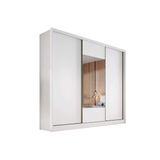 Guarda Roupa Casal 3 Portas De Correr E 6 Gavetas C Espelho Arezzo Plus Branco Novo Horizonte