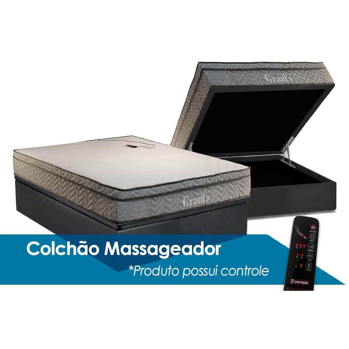 Cama Box Bau Casal Colchao C Vibro Massagem Paropas D45 Grants Massageador Base Crc Suede Gray 138x188