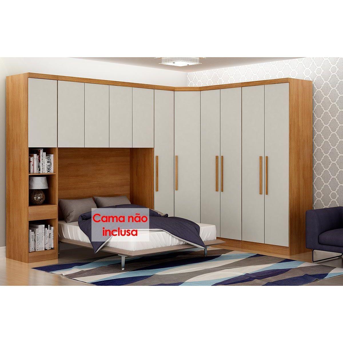 Quarto Casal Modulado Rizon 6 Pecas 1 Armario Ponte 1 Closet 3 Guarda Roupas 1 Complemento Qc213 Freijo Fendioff Novo Horizonte