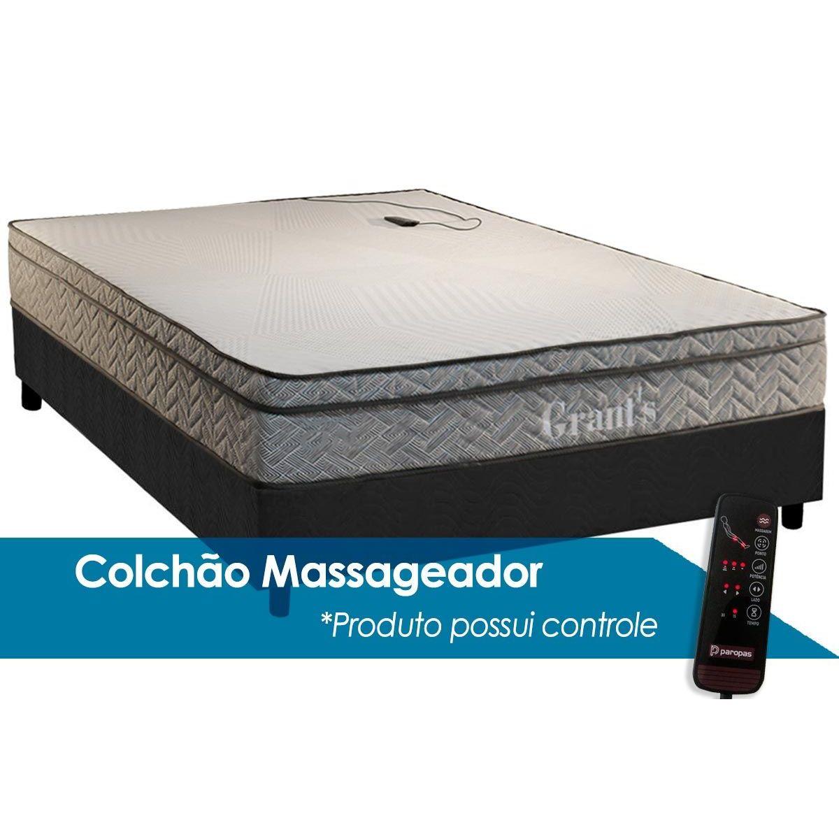 Cama Box Casal Colchao C Vibro Massagem Paropas D45 Grants Base Crc Suede Gray 138x188