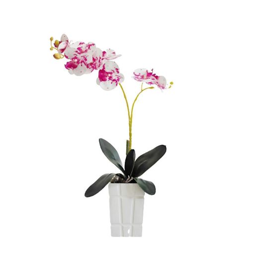 Arranjo De Orquídeas Flores De Silicone Rosa E Vaso Boca - Carrefour