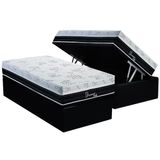 Cama Box Bau Solteiro Colchao Molas Polar Superlastic Diamond Base Crc Suede Black 88x188