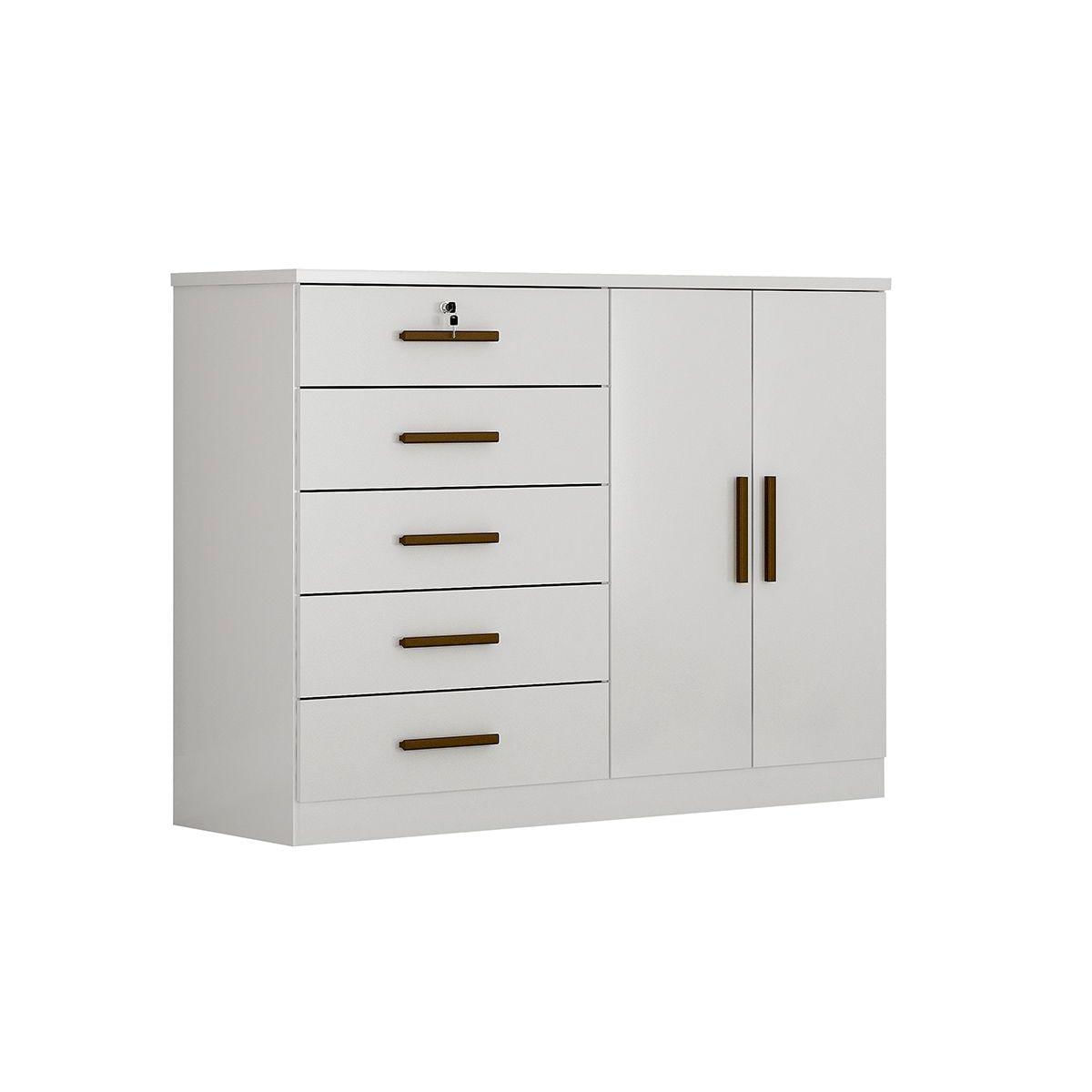 Comoda De Quarto Space C 2 Portas E 5 Gavetas Branco Novo Horizonte