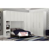 Quarto Casal Modulado Rizon 5 Pecas 1 Armario Ponte 1 Closet 2 Guarda Roupas 1 Complemento Qcm03 Branco Novo Horizonte