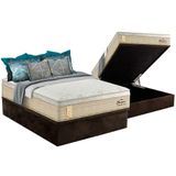 Cama Box Bau Casal Colchao Molas Probel Prolastic Charme Base Crc Suede Brown 138x188