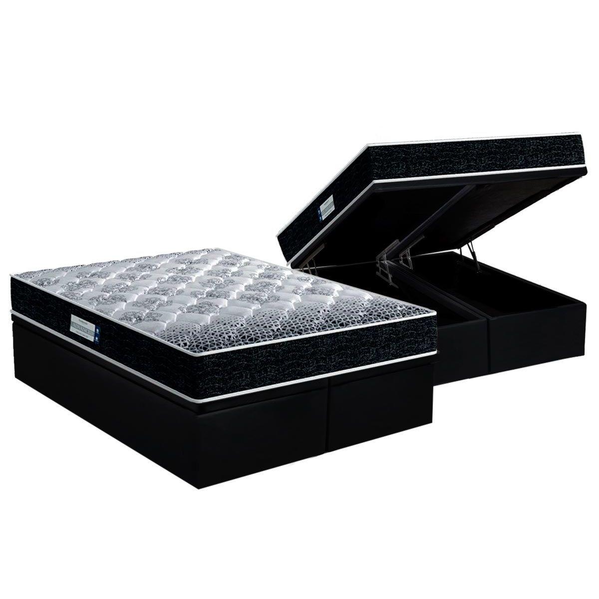 Cama Box Bau King Colchao Anatomico Probel D33 Ep Prodormir Advanced Tech1500 Base Crc Suede Preto 193x203