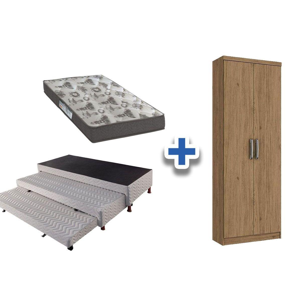 Cama Box Solteiro C 2 Aux Armario Multiuso Margarida Rustico