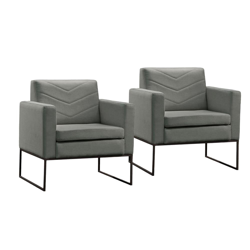 Conjunto - 2 Poltronas Apolo Preta Linho Cinza