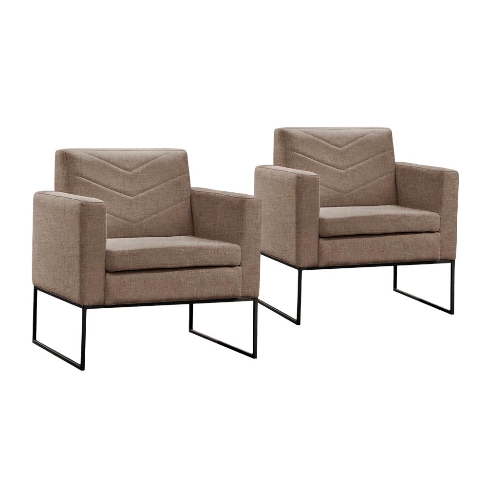 Conjunto - 2 Poltronas Apolo Preta Linho Cappuccino