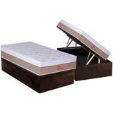 Cama Box Bau Solteiro Colchao Ortopedico Orthoflex Foggia Premier Base Crc Suede Brown 88x188