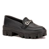 Mocassim Feminino Tratorado Fivela Casual Moderno Preto 36