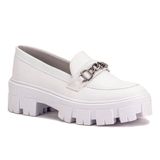 Mocassim Feminino Tratorado Fivela Casual Moderno Branco 36