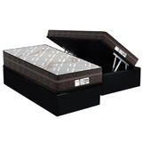 Cama Box Bau Solteiro Colchao Molas Probel Masterpocket Ensacadas Prodormir Evolution Base Crc Suede Black 88x188