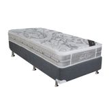 Cama Box Solteiro Colchao Molas Pocket Ensacadas Castor Super Luxo Latex Slx Base Crc Suede Gray 88x188