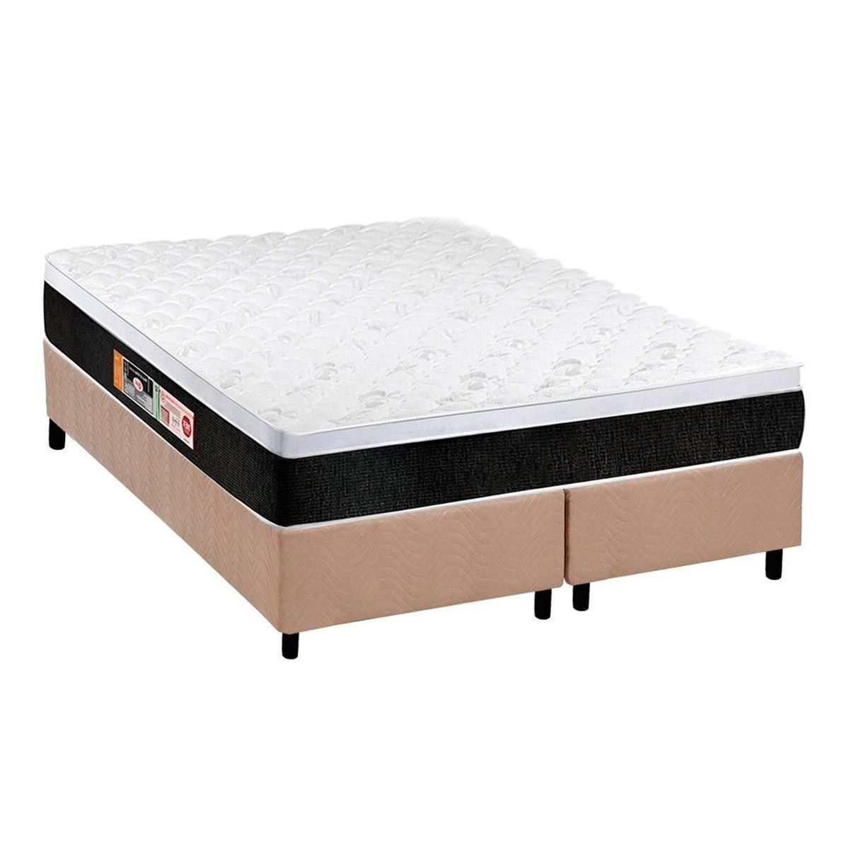 Cama Box King Colchao Espuma Castor D45 Black E White Base Crc Suede Clean 193x203