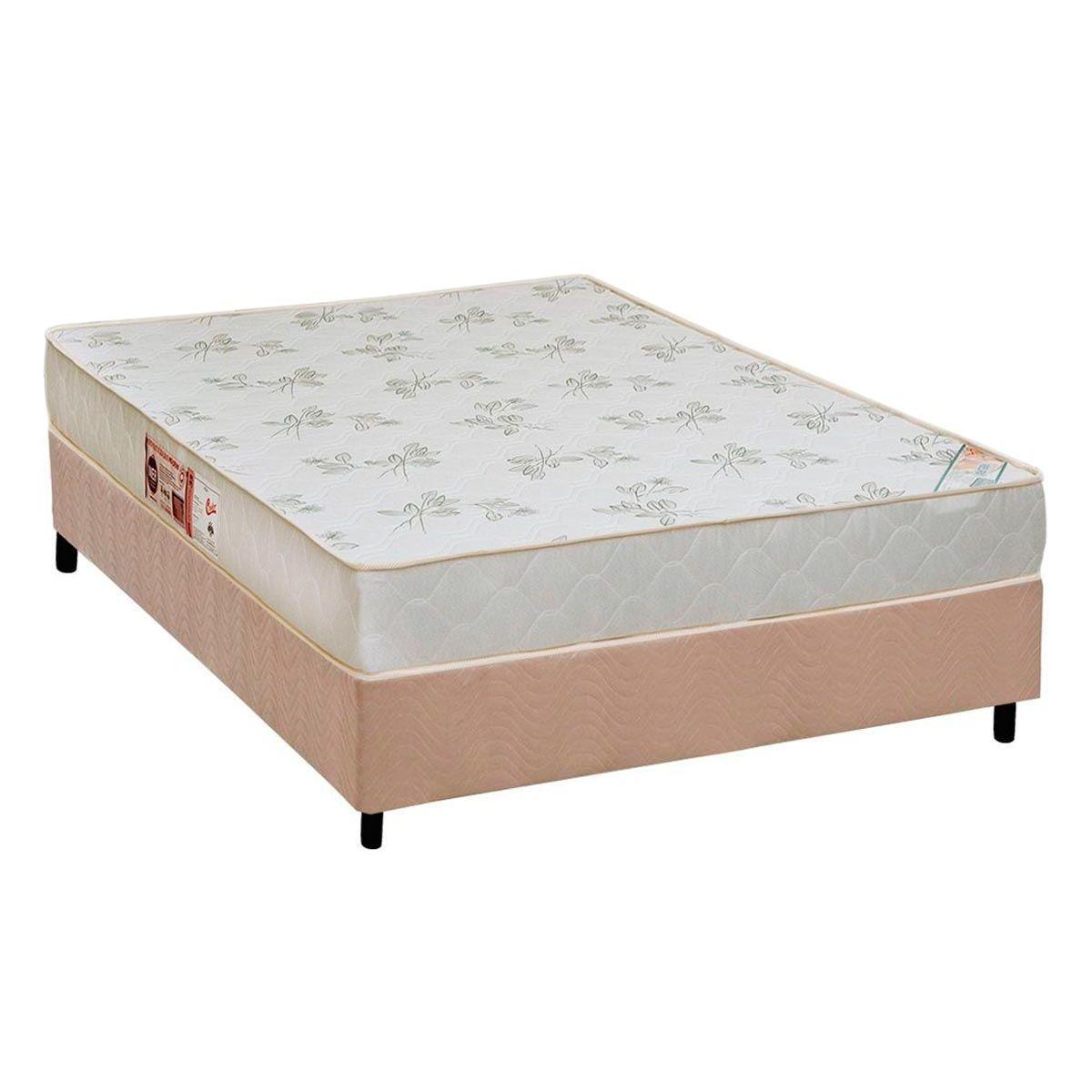 Cama Box Casal Colchao Espuma Castor D33 Sleep Max Relax Base Crc Suede Clean 138x188