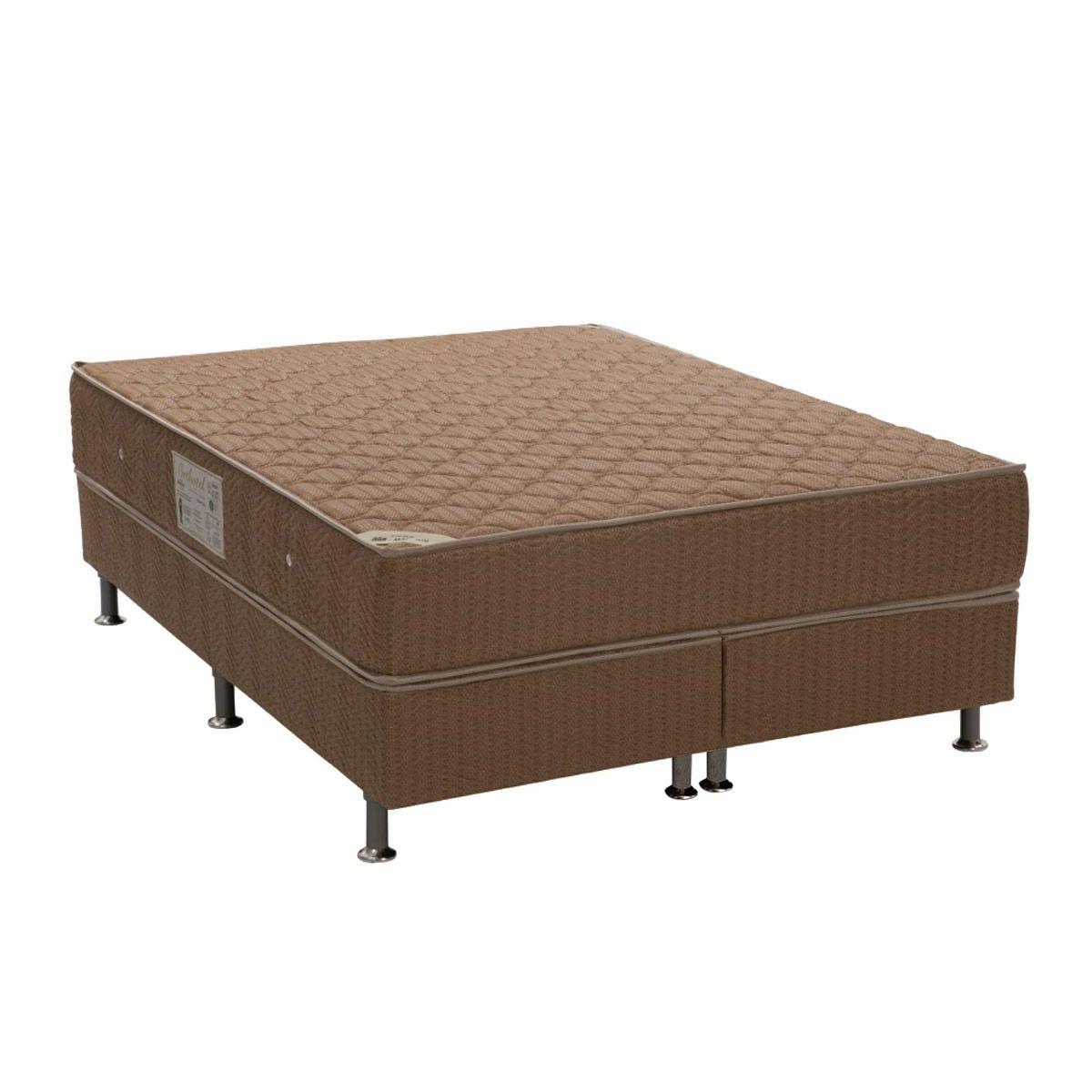 Cama Box Queen Colchao Molas Ortobom Hotelaria Nanolastic Orthotel Spring Base Crc Orthotel Marrom 158x198