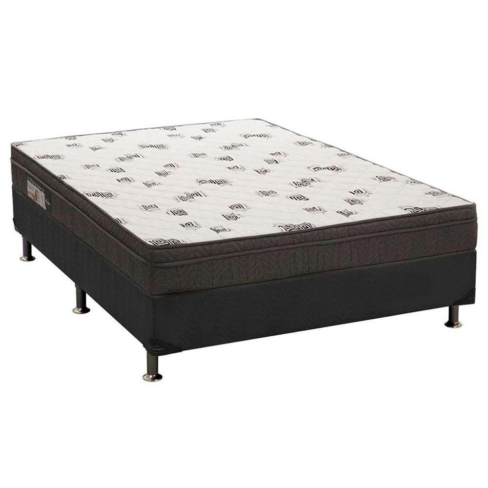 Cama Box Casal Colchao Espuma Ortobom D45 Light Base Crc Suede Gray 138x188