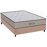 Cama Box Casal Colchao Espuma Orthoflex D33 Milao Base Crc Suede Clean 138x188