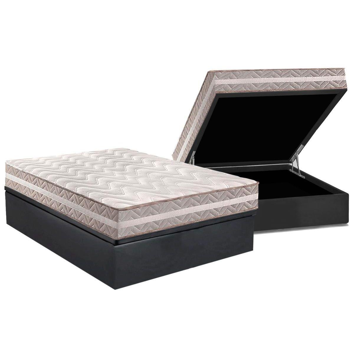 Cama Box Bau Casal Colchao Ortopedico Paropas D33 Ag65 Confort Base Crc Suede Gray 138x188