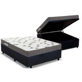 Cama Box Bau Casal Colchao Espuma Ortobom D33 Light Saude Base Crc Suede Black 138x188