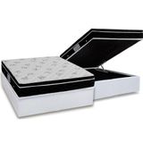 Cama Box Bau Casal Colchao Molas Ortobom Nanolastic Physical Base Crc Courano White 138x188