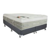 Cama Box Queen Colchao Molas Castor Pocket Summer Winter Base Crc Suede Cinza 158x198