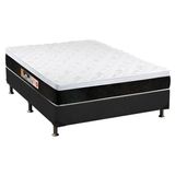 Cama Box Casal Colchao Espuma Castor D45 Black E White Base Crc Suede Gray 138x188