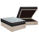 Cama Box Bau Casal Colchao Molas Ortobom Nanolastic Light Base Crc Suede Clean 138x188