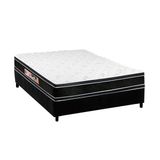 Cama Box Casal Colchao Espuma Castor D33 Black E White Double Face Base Crc Suede Black 138x188