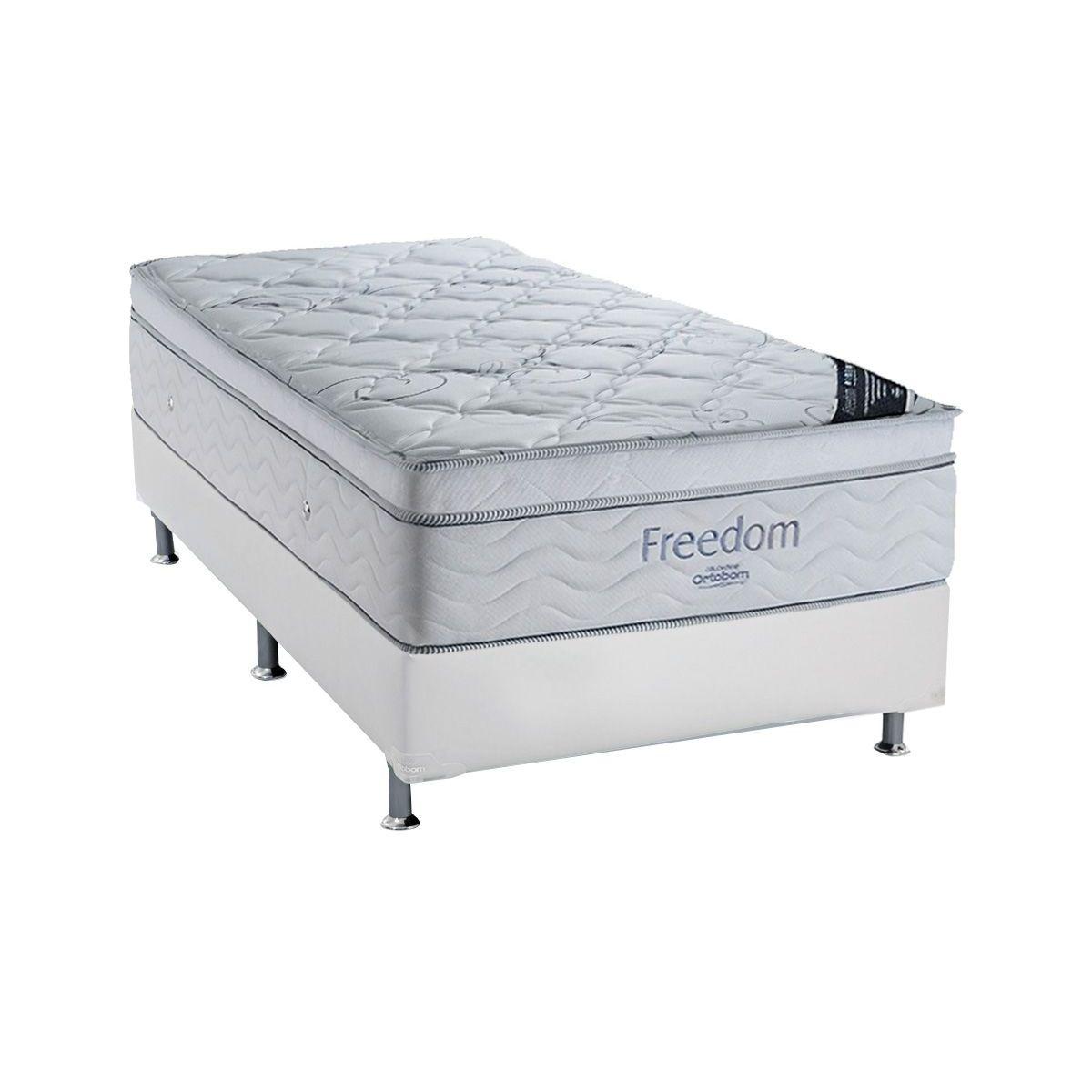 Cama Box Solteiro Colchao Molas Superpocket Ensacadas Ortobom Freedom Base Crc Courano White 88x188