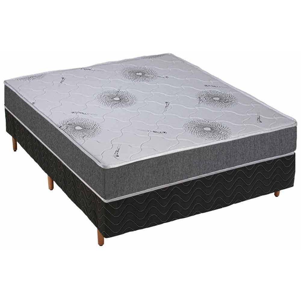 Cama Box Casal Colchao Espuma Polar D33 Perola Premium Base Crc Rustico Black 138x188