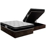 Cama Box Bau Casal Colchao Molas Ortobom Nanolastic Physical Base Crc Suede Brown 138x188