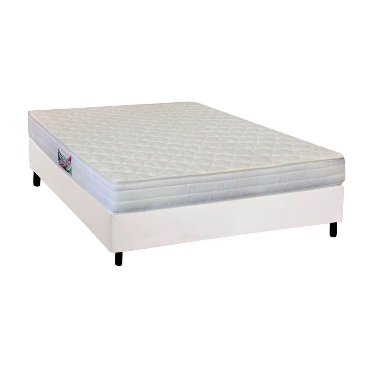 Cama Box Casal Colchao Ortopedico Herval Ag65 Frontier Base Crc Courano White 138x188