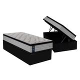 Cama Box Bau Solteiro Colchao Molas Sealy MasterMolas Ensacadas Ensacadas Passion Base Crc Suede Black 88x188