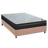 Cama Box Casal Colchao Molas Ortobom Nanolastic Light Selado Base Crc Suede Bege 138x188