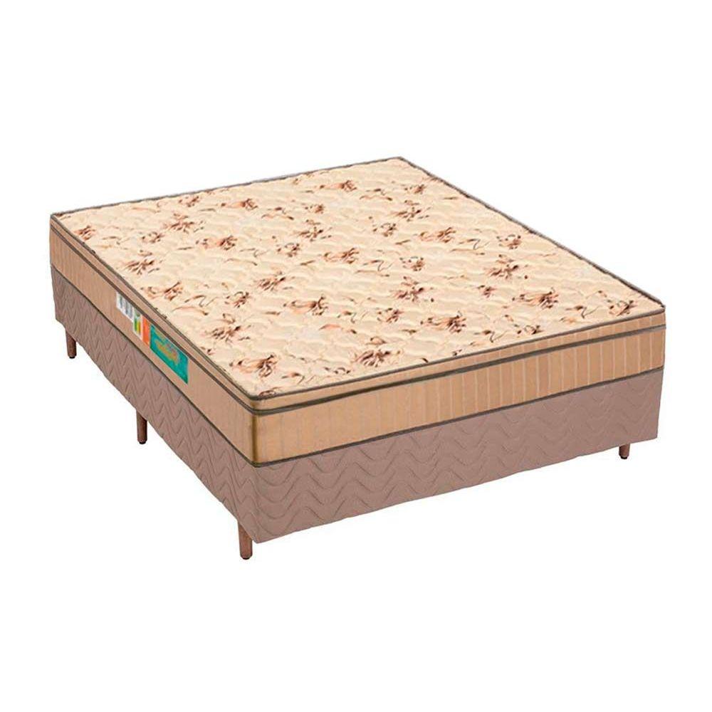 Cama Box Casal Colchao Espuma Polar D33 Perola Base Crc Rustico Clean 138x188