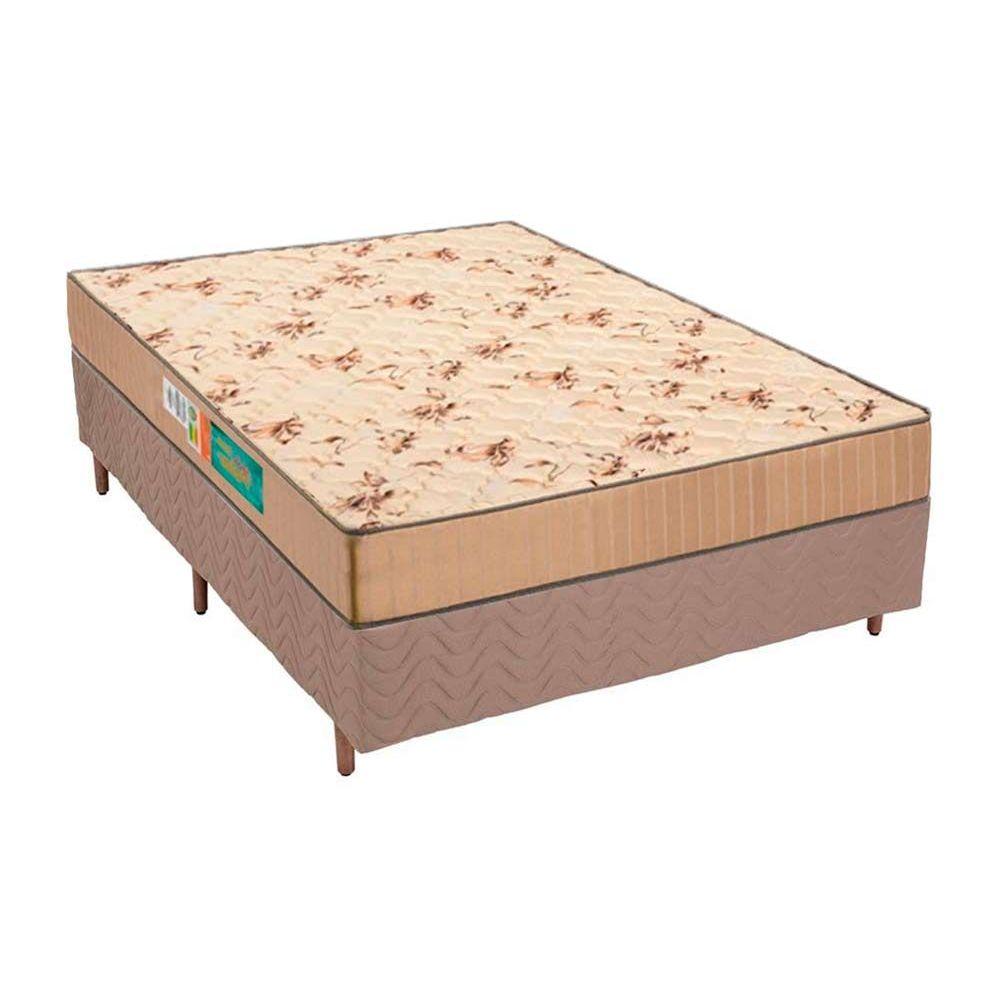 Cama Box Casal Colchao Espuma Polar D33 Perola Base Crc Rustico Clean 138x188