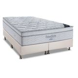 Cama Box Queen Colchao Molas Ortobom Superpocket Freedom Base Crc Courano Branco 158x198
