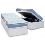 Cama Box Bau Solteiro Colchao Espuma Castor D45 Sleep Max Base Crc Courano White 88x188