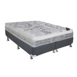 Cama Box King Colchao Molas Castor Pocket Super Luxo Latex Push Base Crc Suede Cinza 193x203