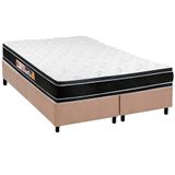 Cama Box King Colchao Espuma Castor D33 Black E White Base Crc Suede Clean 193x203